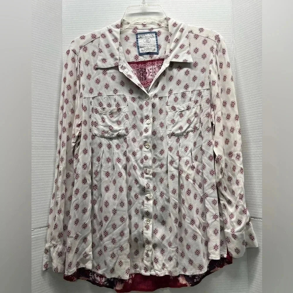 STYLE & CO FLORAL PRINT LONG SLEEVE SHIRT BLOUSE SIZE PETITE M